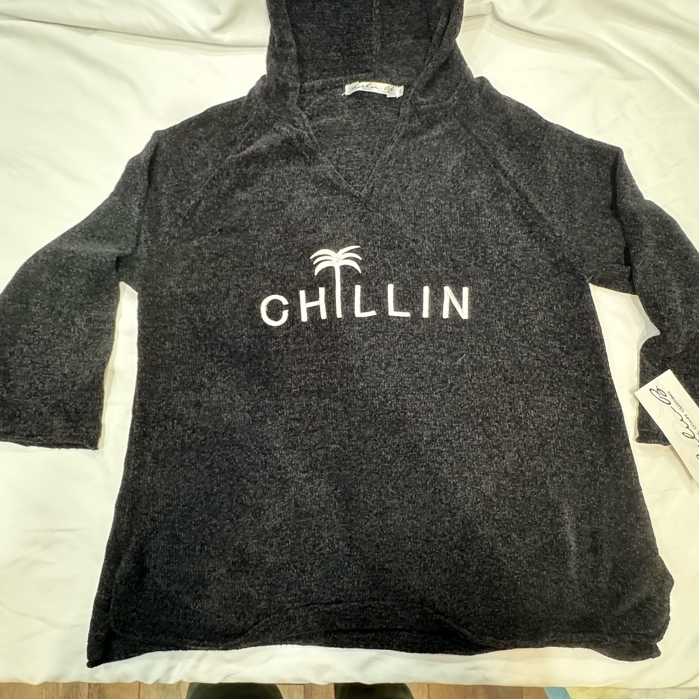 CHILLIN 🌴 Lulu-B Charcoal hooded chenille Large